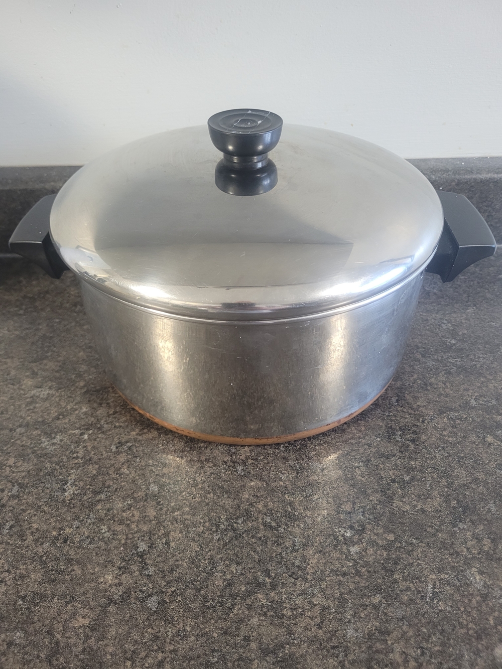 Revere Ware 4 1/2 Stainless Steel pot with Lid and Black Handles - Silver